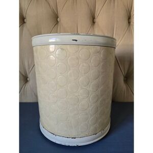 Vintage Mid Century Metal Kitchen Wall Bin Storage White Polka Dot Pattern 13"